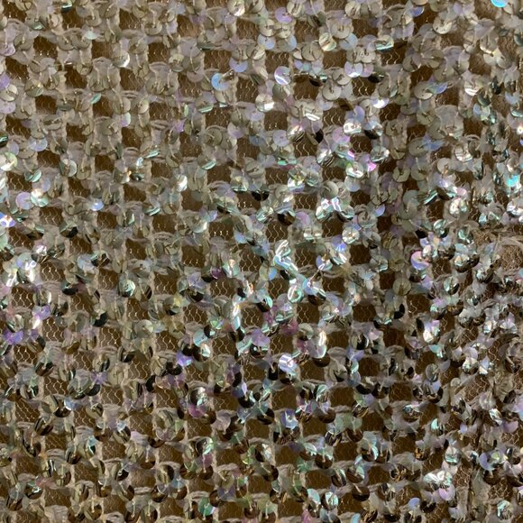 Vintage Mod Gold Knit Sequin Lined Rhinestone Collar Shift Dress Pat Sandler - Picture 10 of 10